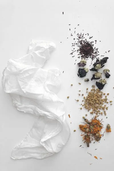 Ingredients for bundle dyeing a silk scarf