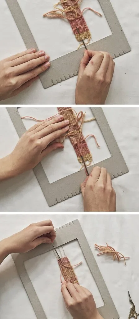 Hemstitching both ends of the weaving