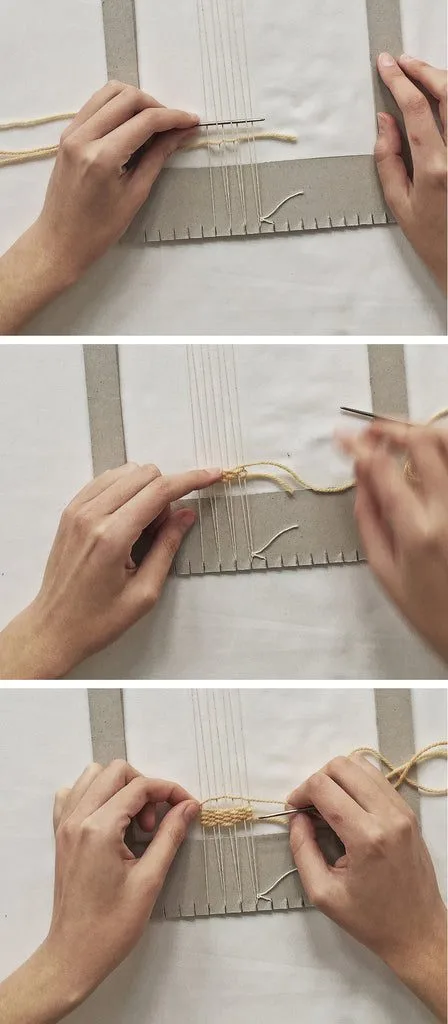 Tensioning the warp on a cardboard loom