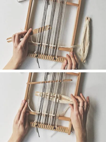 Using a shed stick on a frame loom
