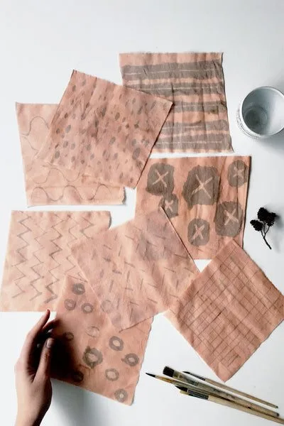 Discharging iron with vinegar to make negative-space patterns