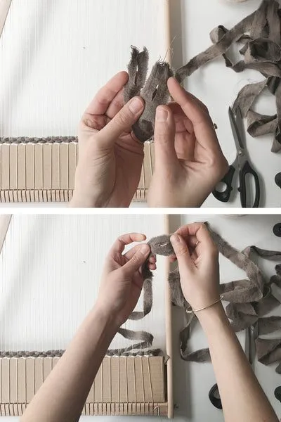 Connecting fabric strips with eyelets