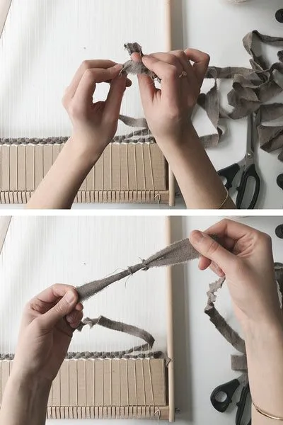 Making a continuous fabric thread for a rag rug