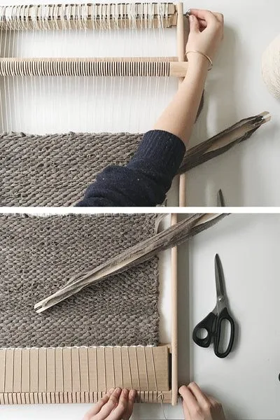 Winding the first section onto the bottom bar