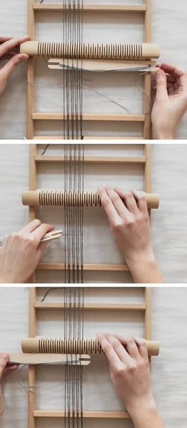 Working with a heddle bar on a frame loom