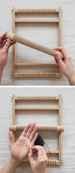 Warping a frame loom with a heddle bar