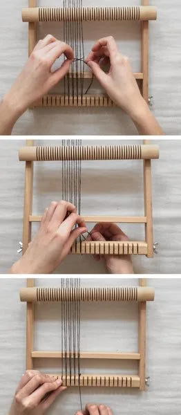 Warping a frame loom back and forth