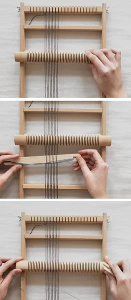 Adjusting the tension of a warped frame loom