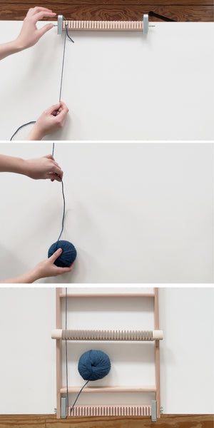 Detaching the top beam and securing the loom to a table