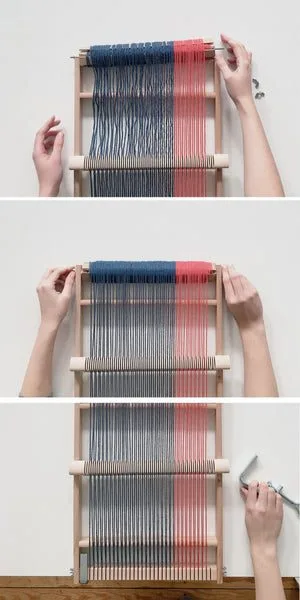 Warping a long frame loom for a scarf