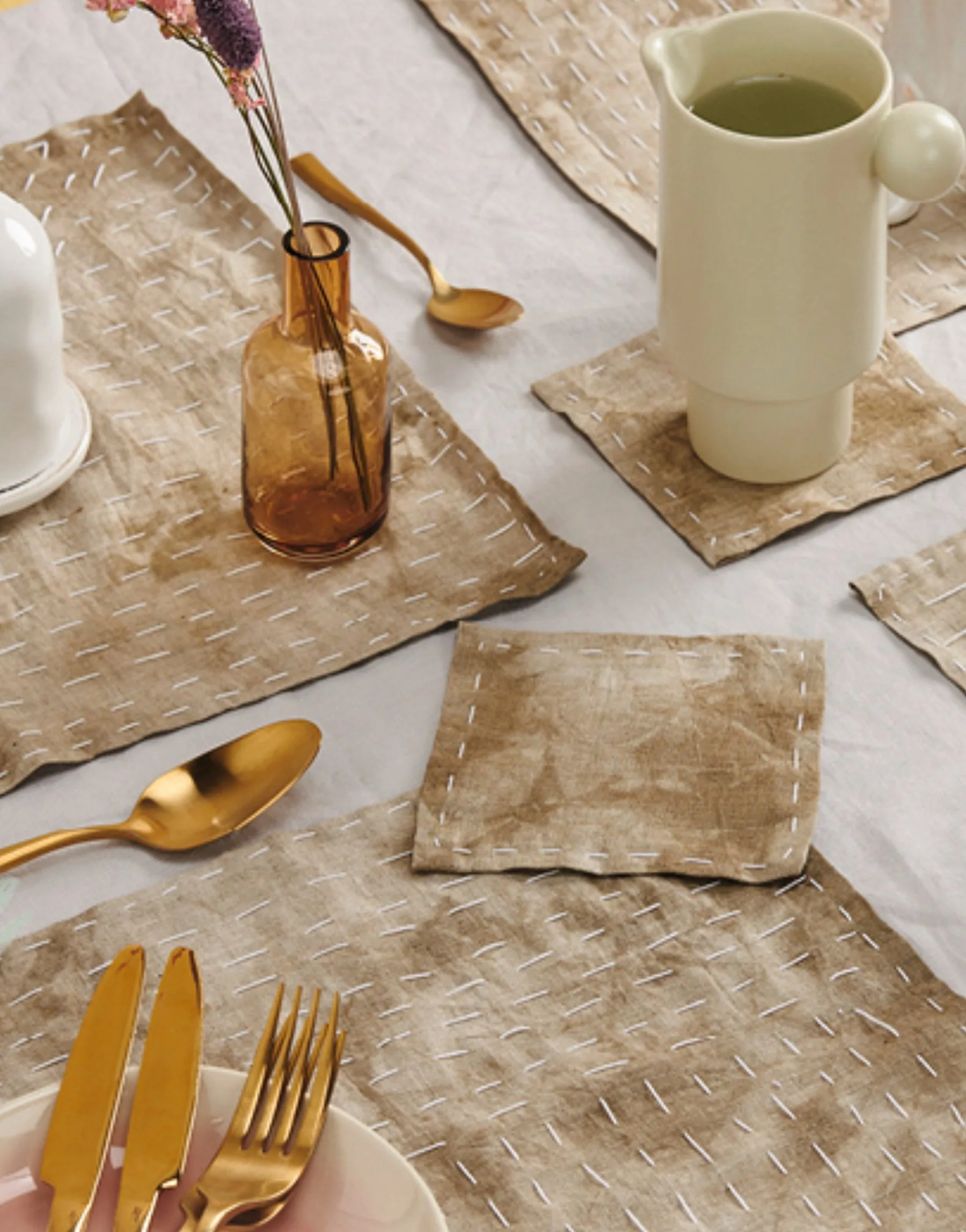 Hand-dyed linen placemats for Mollie Makes